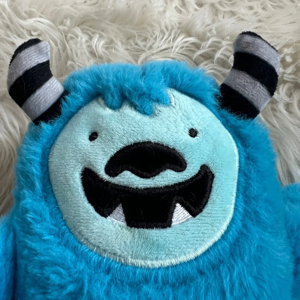 Pillowfort Yeti Mini Pillow Blue Monster Plush Stuffed Animal Hugging Hands 11in